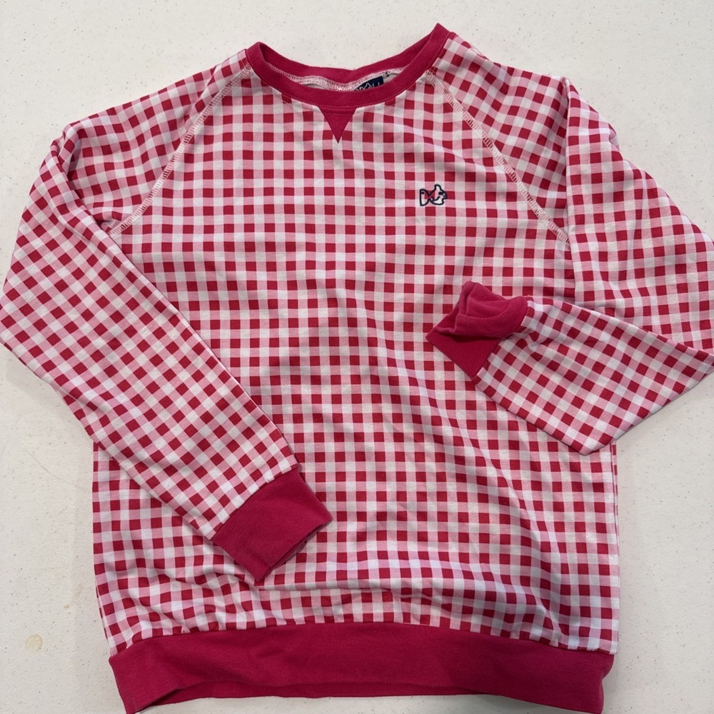 PRODOH Crewneck Sweatshirt  Pink Gingham Girl's M 10-12 UPF 50